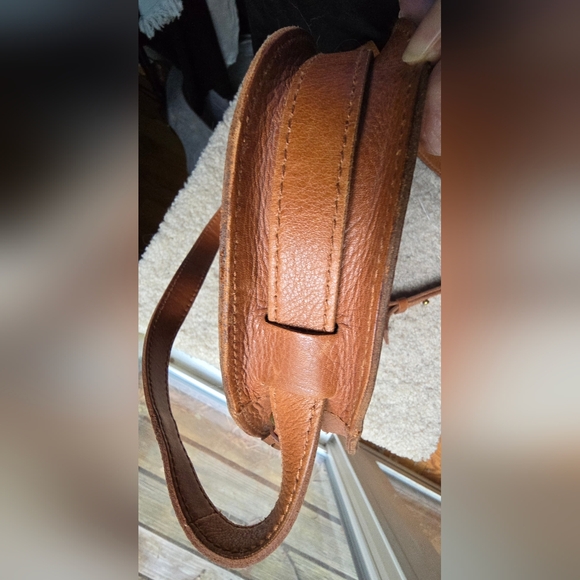 Madewell Crossbody Shoulder Bag Leather The Simple Circle Tan Brown Boho - Picture 6 of 10